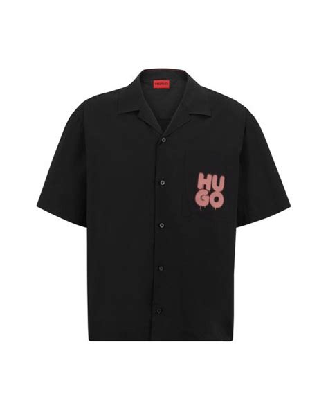 BOSS by HUGO BOSS Oversized-fit Shirt In Cotton With Graffiti-style Logos in Black for Men ...