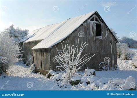 Old Barn in Snow stock photo. Image of countryside, texture - 17261660