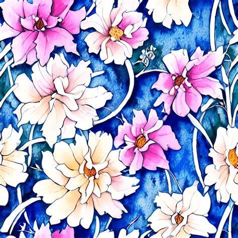 Watercolor Flowers Art Nouveau Graphic · Creative Fabrica