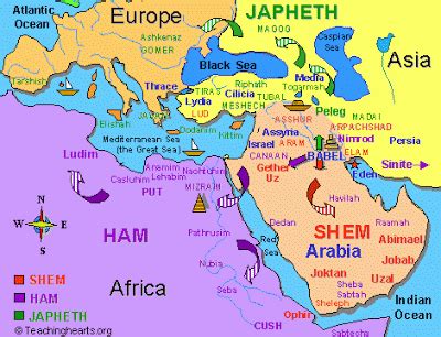 Bible Lists: 5 sons of Shem and their descendants, Genesis 10