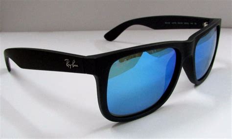 Ray-Ban Sunglasses Justin RB4165 622/55 55mm Black Rubberized Green Blue Mirror