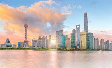 View of Downtown Shanghai Skyline at Twilight Stock Photo - Image of ...