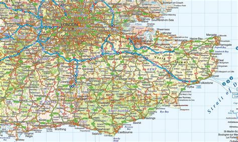 Vector South East England Map. County Political Road and Rail Map @750k ...