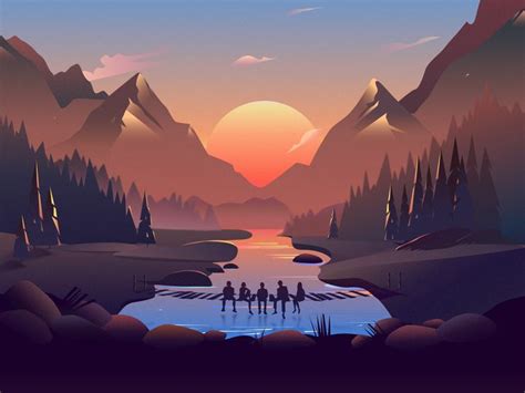 Afterglow | Digital illustration, Art wallpaper, Landscape wallpaper