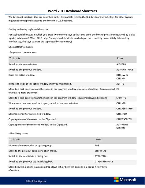 SOLUTION: Word 2013 keyboard shortcuts - Studypool