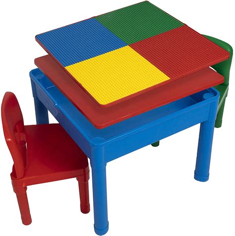 Play Platoon Kids 5 in 1 Activity Table Includes 2 Chairs and 25 Ex-Large Blocks - Default ...