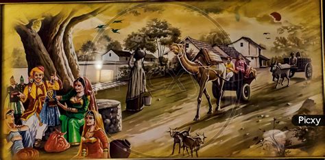 Image of Beautiful handmade design painting of indian village-NB013657 ...