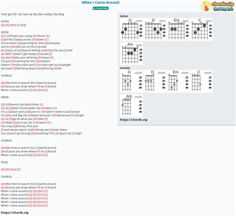 Chord: When I Come Around - tab, song lyric, sheet, guitar, ukulele | chords.vip