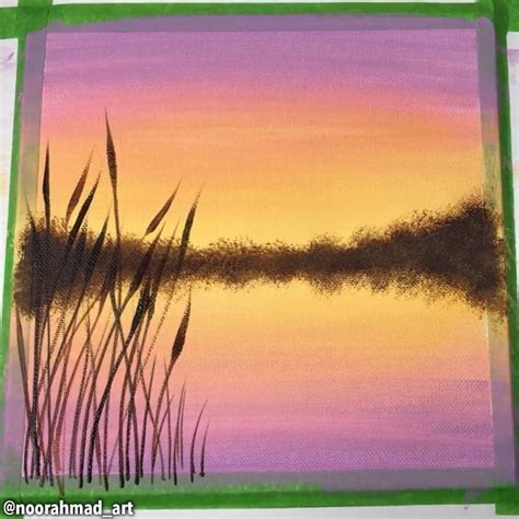 Easy Sunset Lake Acrylic Painting [Video] | Simple canvas paintings ...