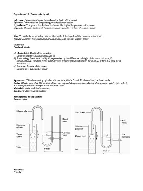 Experiment 2.1 Pressure in Liquid | PDF | Pressure | Metrology