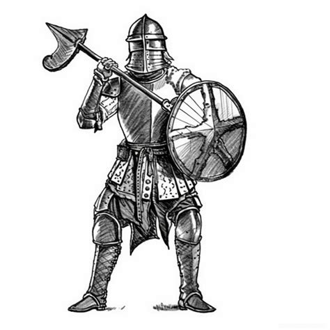 Premium AI Image | a drawing of a knight with a sword and shield