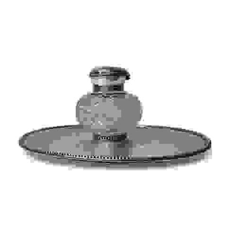 An English Sterling Inkwell, Stephen Smith & Son, Cut Glass Auction