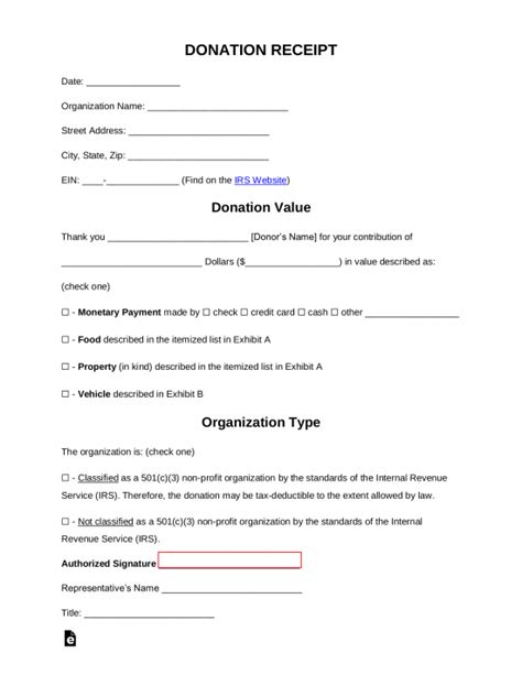 Free Donation Receipt Templates | Samples - PDF | Word – eForms