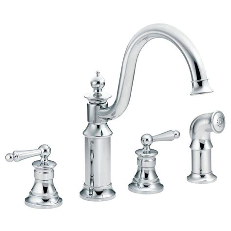 MOEN Waterhill High-Arc 2-Handle Standard Kitchen Faucet with Side Sprayer in Chrome-S712 - The ...