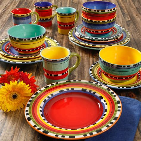 Gibson Home Pueblo Springs Handpainted 16-Piece Dinnerware Set - Walmart.com - Walmart.com