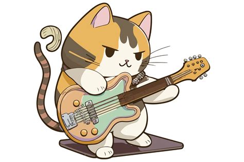 Cat playing guitar vector illustration 22330421 Vector Art at Vecteezy