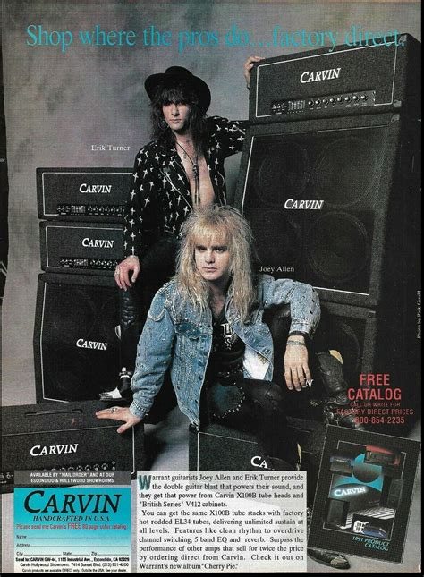 Warrant Erik Turner Joey Allen 1991 Carvin X100B head amps V412 ...