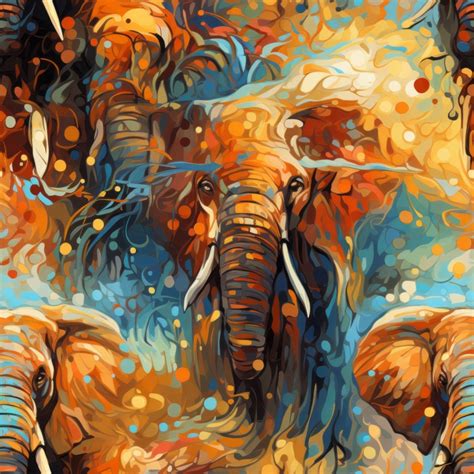 Abstract Elephant Oil Painting Seamless Pattern Design for Download