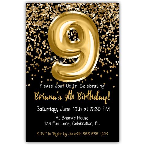 9th Birthday Invitation | WittyPrintables