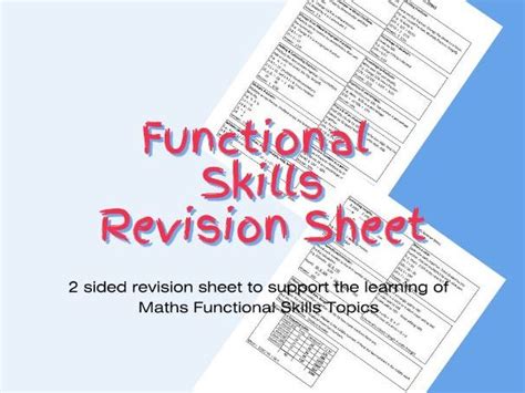 Functional Skills Maths Revision Sheet | Teaching Resources