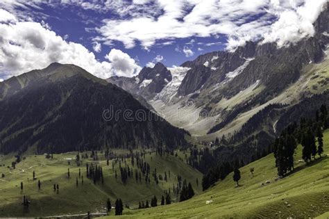 Beautiful Kashmir Landscape. Lush Green Meadows and Mountains of ...