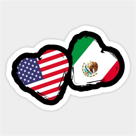 Heart American Flag Mexico Mexican - Mexican - Sticker | TeePublic