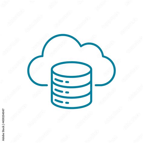 Cloud database function line icon. Cloud with server rack symbol. Cloud computing online storage ...