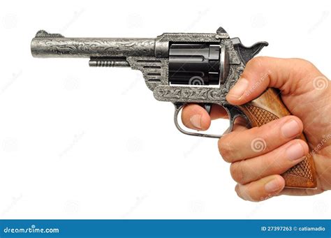 Revolver in hand stock image. Image of danger, pulling - 27397263