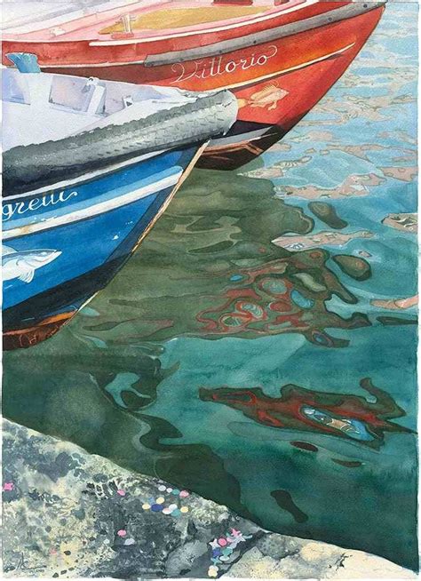 Boat Reflections | Watercolor boat, Boat painting, Art