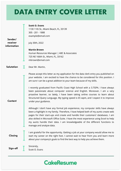 How to write a cover letter for a data entry job + examples | CakeResume