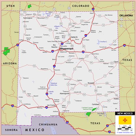 atlas map of new mexico | New Mexico Highway and Road Map (raster image version) - World Sites ...