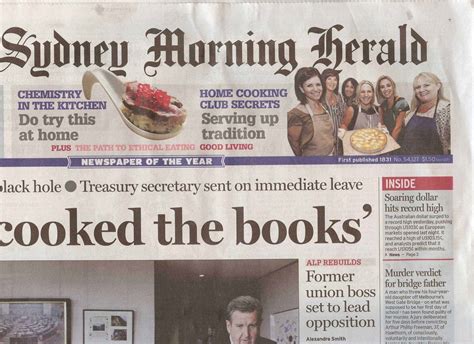 Sydney Morning Herald, 29 March 2011, Front Page Picture - Monday ...