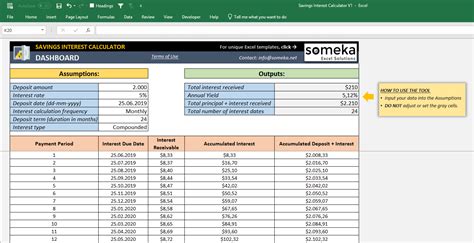 Savings Calculator Excel Template | Savings Account Interest Calculation