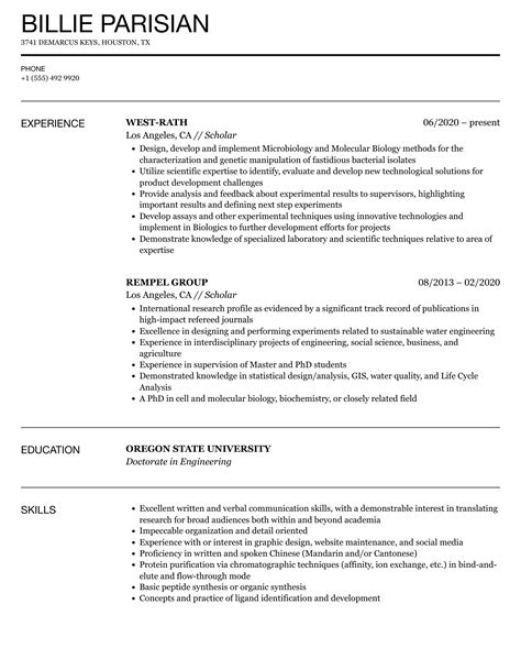 Scholar Resume Samples | Velvet Jobs