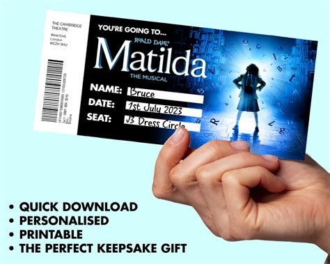 Matilda the Musical Printable Ticket Gift - Etsy