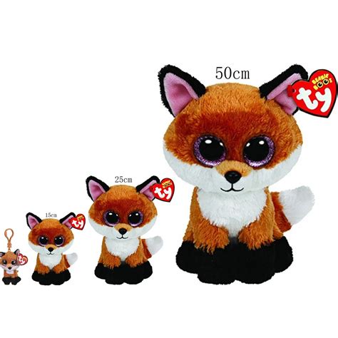 Pyoopeo Ty Beanie Boos Slick Brown Fox Plush Set of 4 Sizes 10cm 15cm 25cm 50cm Small Medium ...