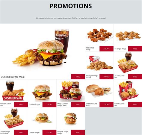 KFC Menu Prices & Specials