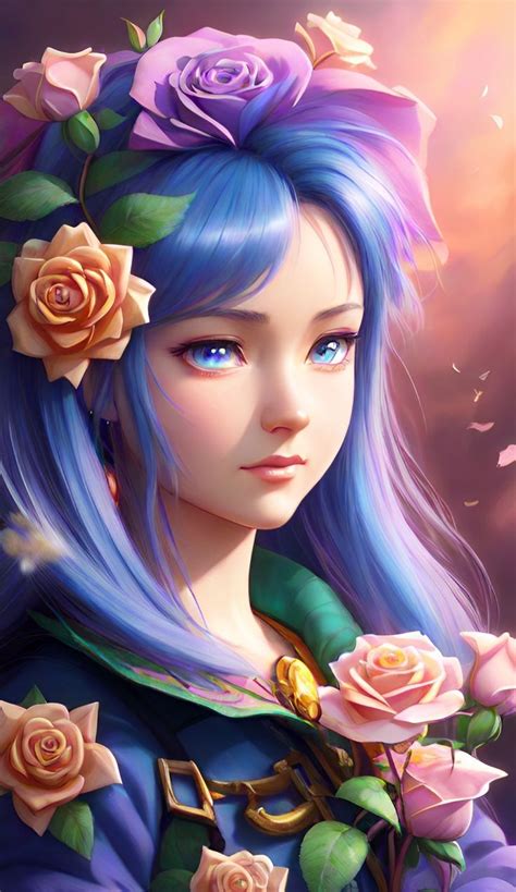 Manga, Illustration, Flowers, Colorful, Inspiration, Anime, Girl, Digital, Beautiful