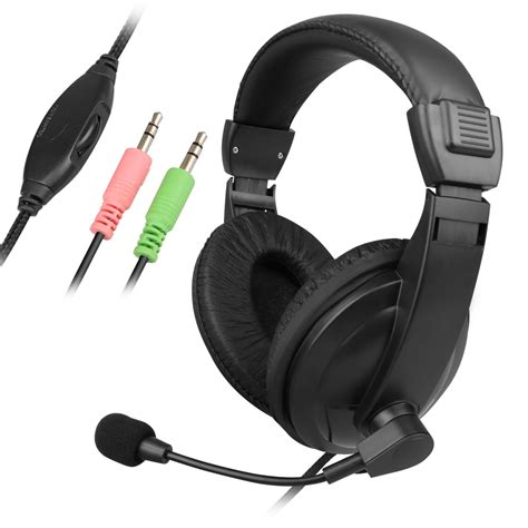 Wired Handsfree Stereo Gaming Headset With Microphone, 3.5mm Over-Ear PC Headset w/ Adjustable ...