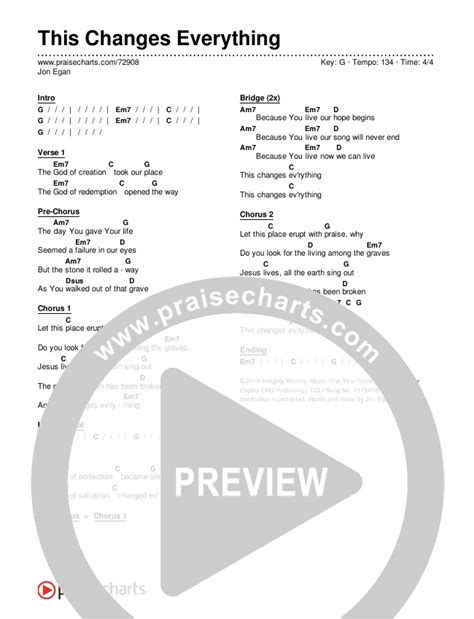 This Changes Everything Chords PDF (Jon Egan) - PraiseCharts