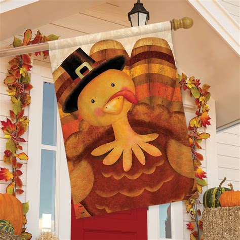 Thanksgiving Turkey House Flag - DiscountDecorativeFlags.com