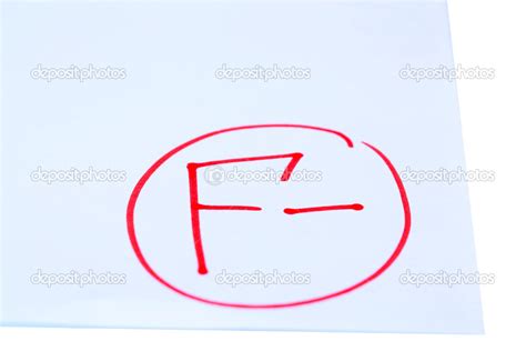 Grade F- written on an exam paper — Stock Photo © belchonock #37288893