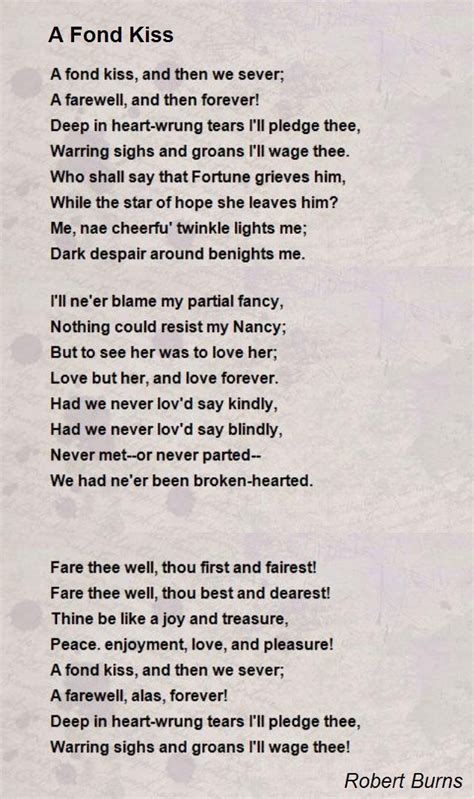 A Fond Kiss Poem by Robert Burns