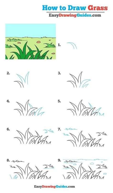 How to Draw Grass – Really Easy Drawing Tutorial | Drawing tutorial ...