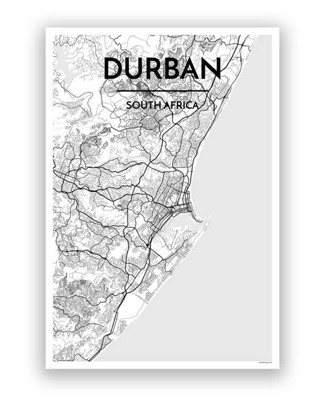 Durban Map Art Print | Map art print, Personalized map art, Map art