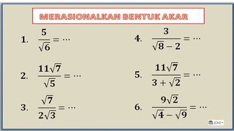 Contoh Soal Merasionalkan Bentuk Akar - Mybizle