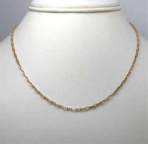 14K Yellow Gold Solid Mariner Chain 24 Inches 2mm