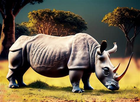 Premium AI Image | rhinoceros habitat in the wild