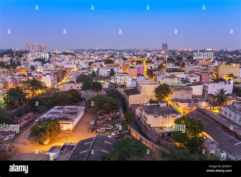 Bangalore city skyline in resident zone at night, Bangalore, India ...