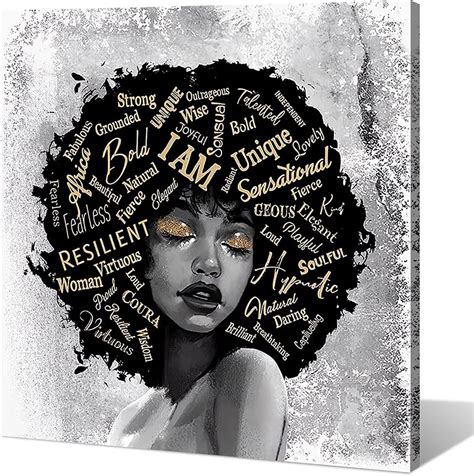 Amazon.com: OIOANA Black Art Paintings for Wall Decorations Afro ...